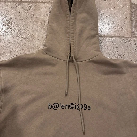 Balenciaga Khaki / Brown Mailbox Letter Logo Pullover Hoodie